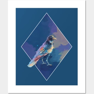 Iridescent Crow - Bird Illustration Posters and Art